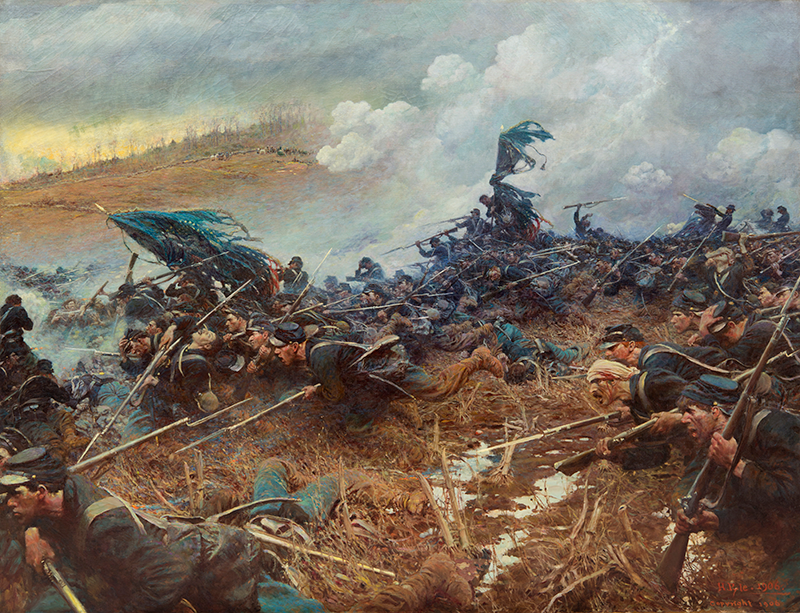 “Battle of Nashville” after restoration work from conservators, who cleaned, in-painted and varnished the painting, along with 57 others from the Capitol. See the rest of the Civil War art from the Governor's Reception Room.
