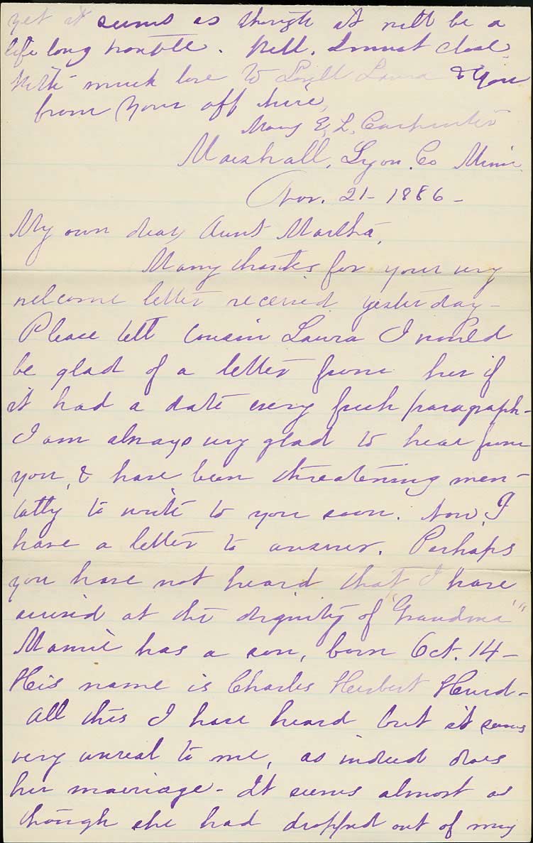 Page from Mary Carpenter's Letters