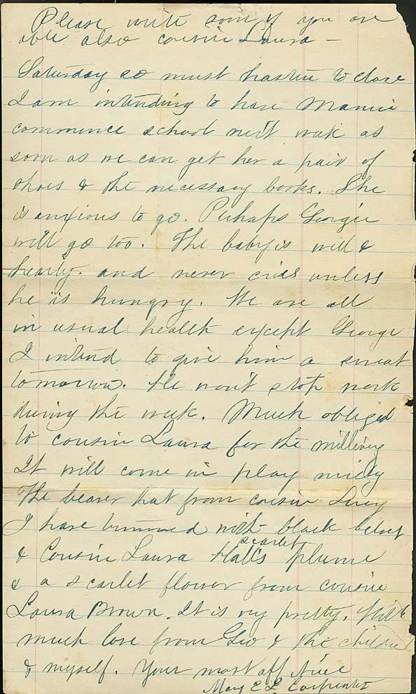 Page from Mary Carpenter's Letters