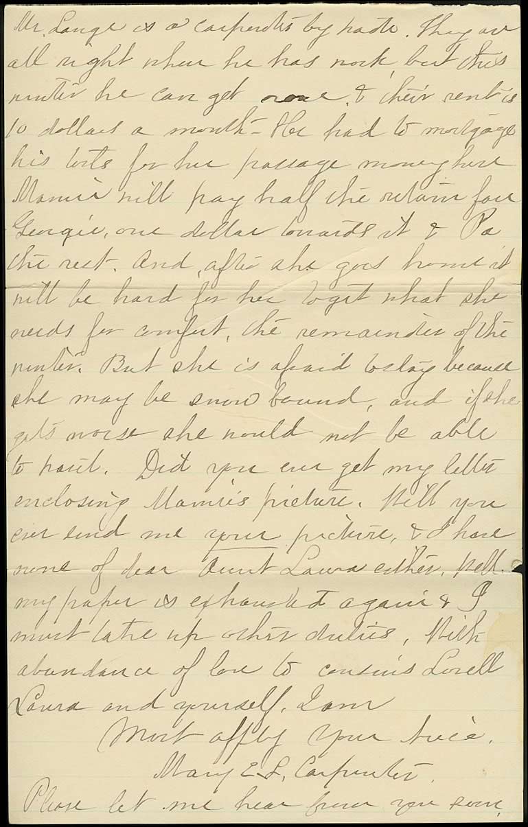 Page from Mary Carpenter's Letters