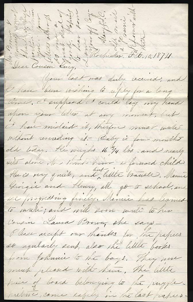 Page from Mary Carpenter's Letters