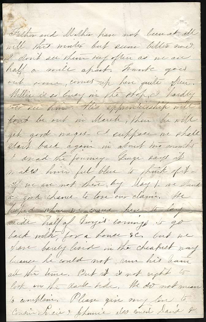 Page from Mary Carpenter's Letters