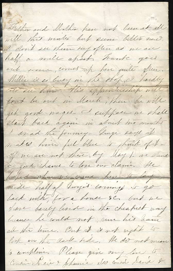 Page from Mary Carpenter's Letters