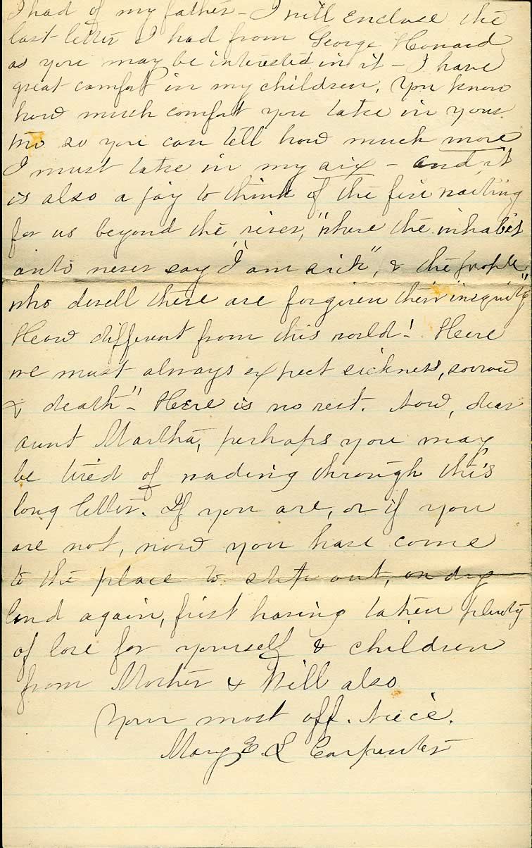 Page from Mary Carpenter's Letters.