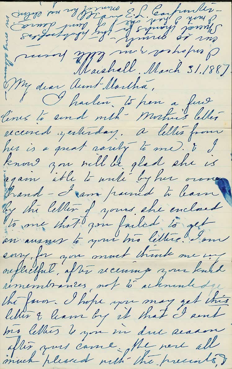 Page from Mary Carpenter's Letters
