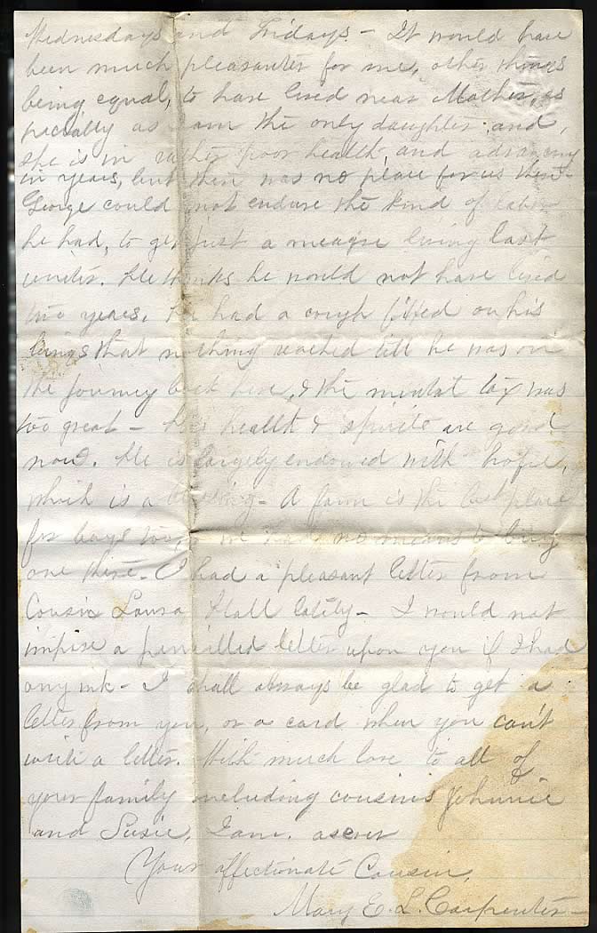 Page from Mary Carpenter's Letters.