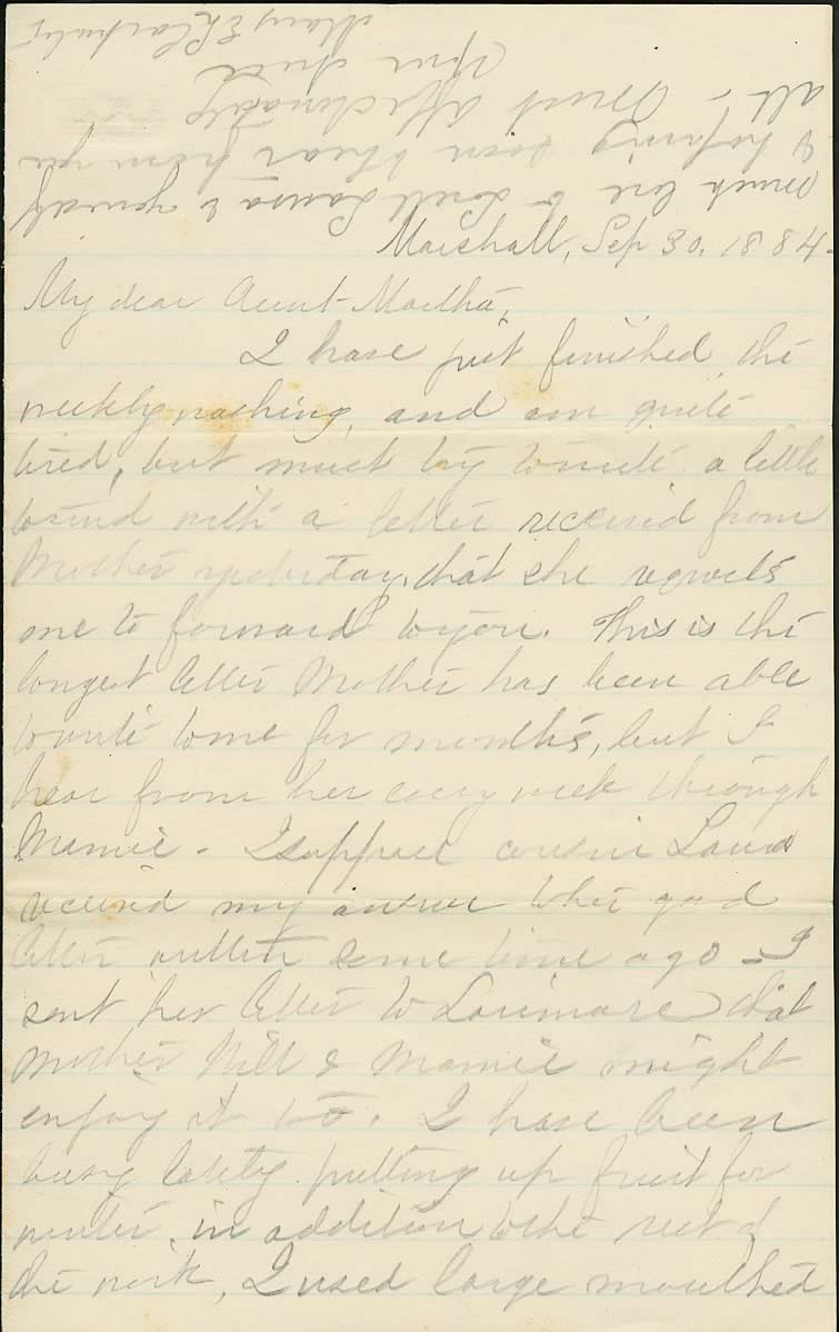 Page from Mary Carpenter's Letters