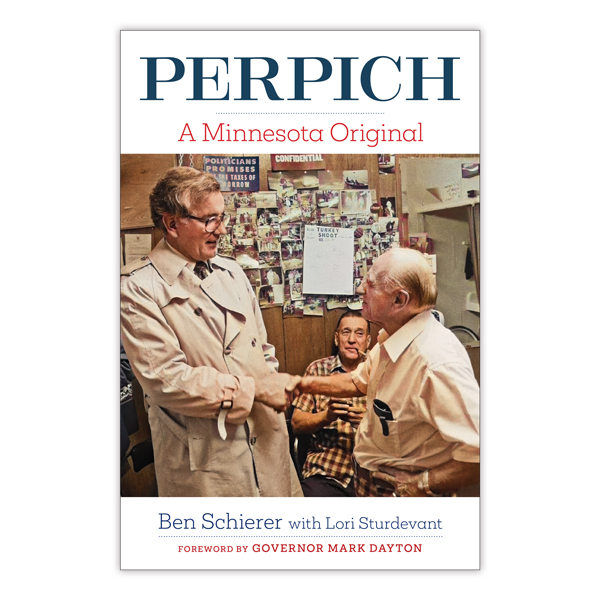 book cover with photo of Perpich and a barber and title
