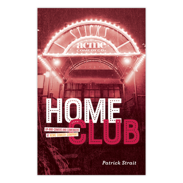Book cover with red image of Acme Comedy Company entrance and title