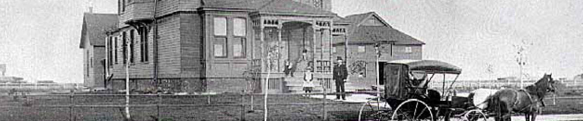 A two-horse-carriage in front of the Comstock House, approximately 1885.