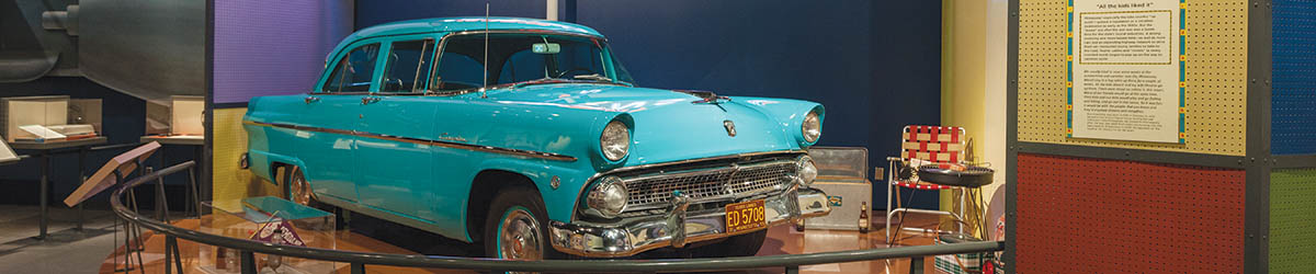 Classic car in an exhibit.