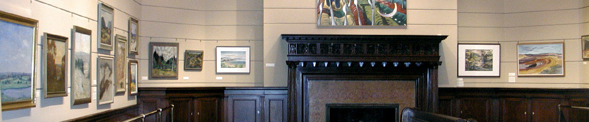The north and east sides of the art gallery, including the fireplace