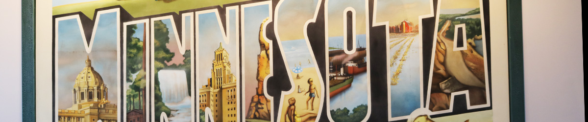 Large Minnesota postcard at the Minnesota History Center.