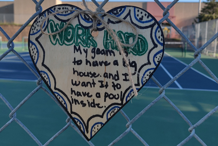 Work Hard. My dream is to have a big house, and I want to have a pool inside.
