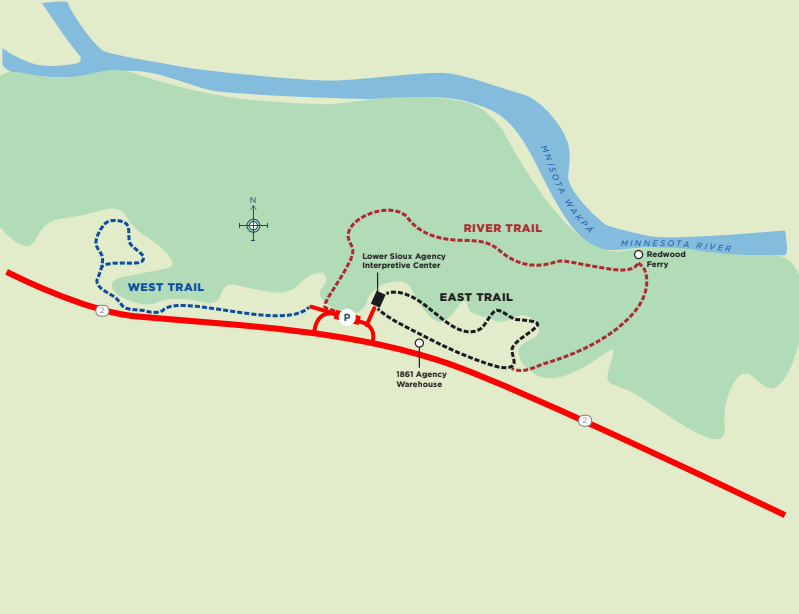 Map of buildings and trails