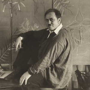 Black and white photograph of Clement Haupers in his studio, c.1930.