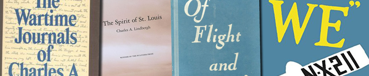 Collage of books by and about Lindbergh.