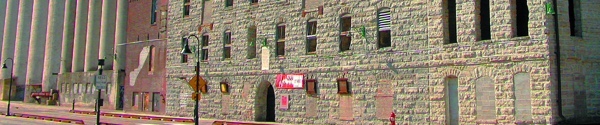 View of north exterior entrance to Mill City Museum.