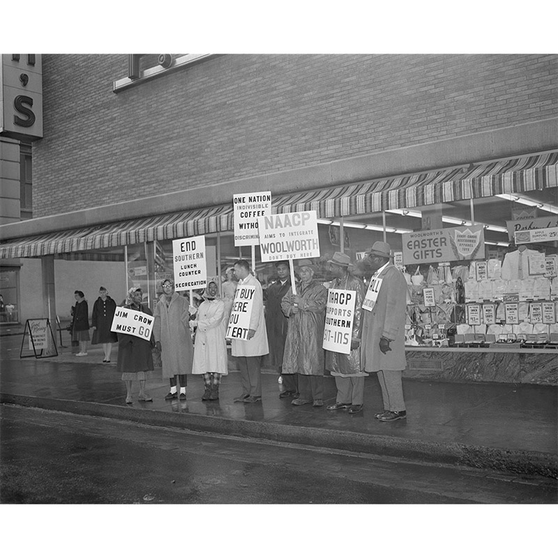 NAACP members picket Woolworths, St. Paul, MN, 1960.