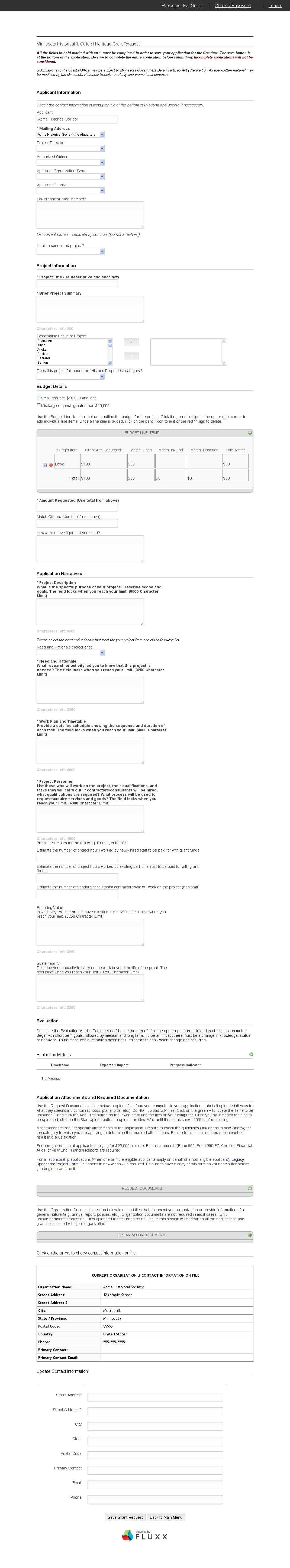 Grant request form