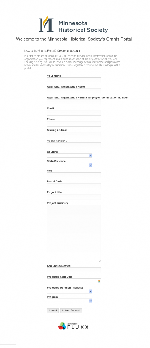 Request an account form