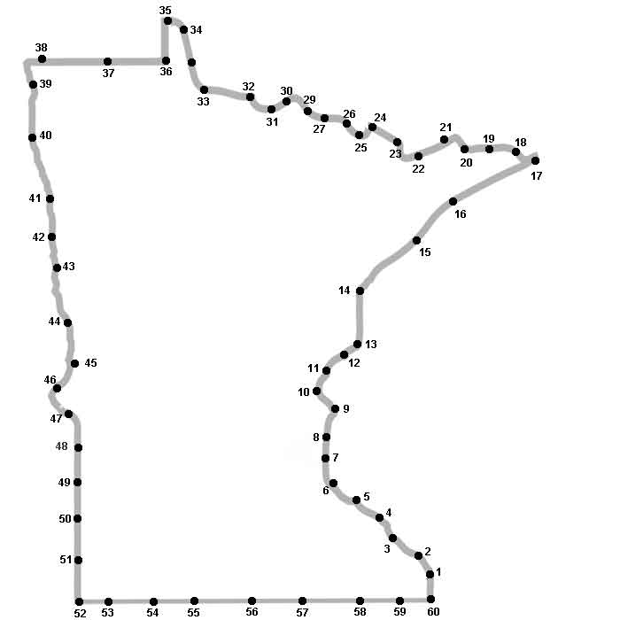 Silhouette of Minnesota in connect the dot form