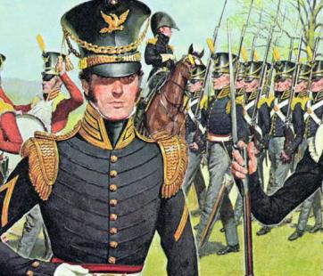 Soldiers in various uniforms painting