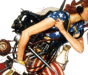 Patriotic, gear-laden WWII-era mom