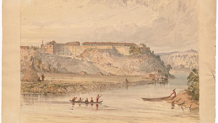 Painting of historic Fort Snelling.