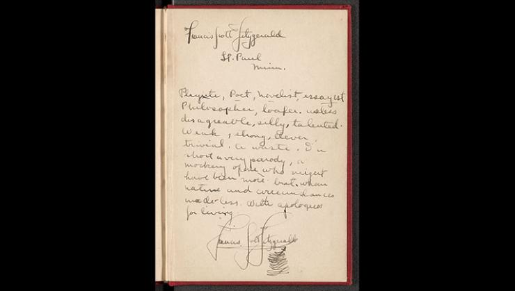 F. Scott Fitzgerald inscription.